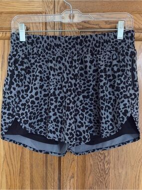 Women’s AVIA Black & Gray Leopard Print Athletic Shorts